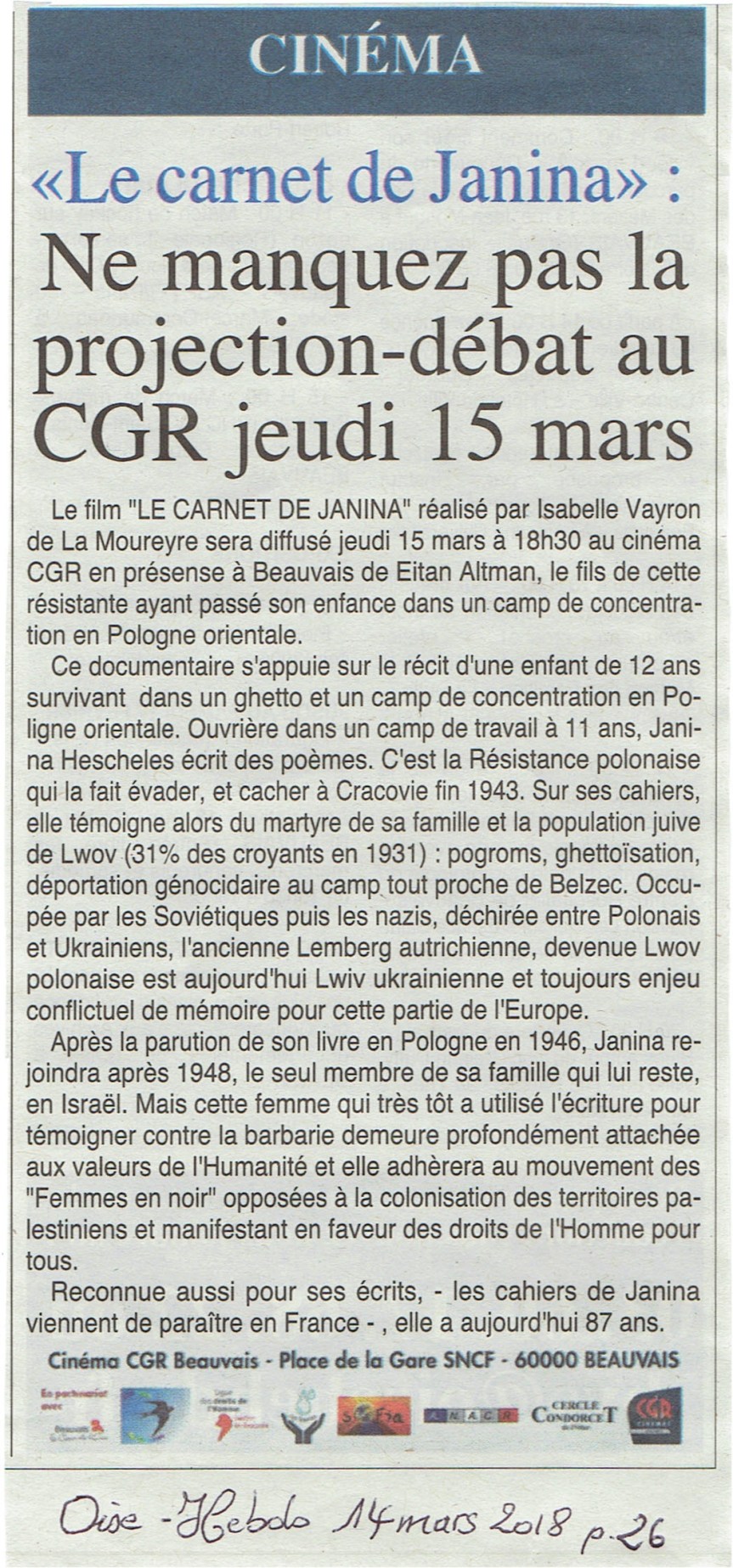 Paru mercredi 14 mars dans Oise Hebdo